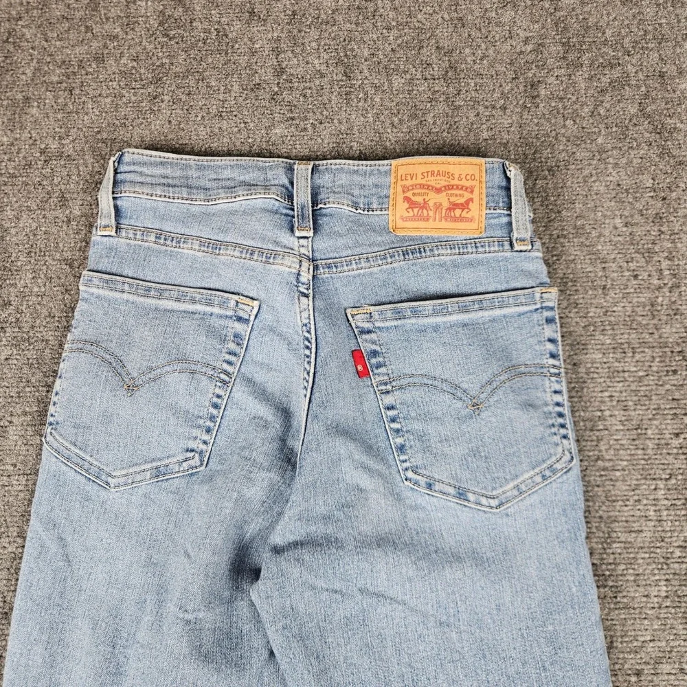 Levis 726 Flare Jeans Womens 24x32 Light Wash Blue High Rise Raw Hem A3410-0025